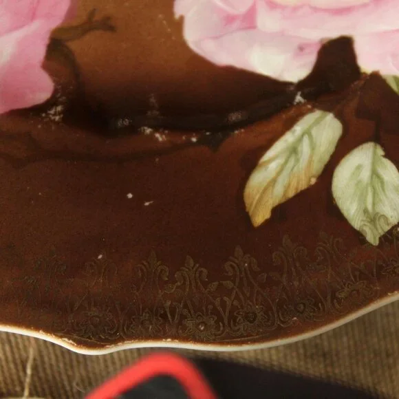 Vintage Antique 1800s 1900s Plate, CT Carl Tielsch Austria Pink and Brown Rose - Picture 4 of 10